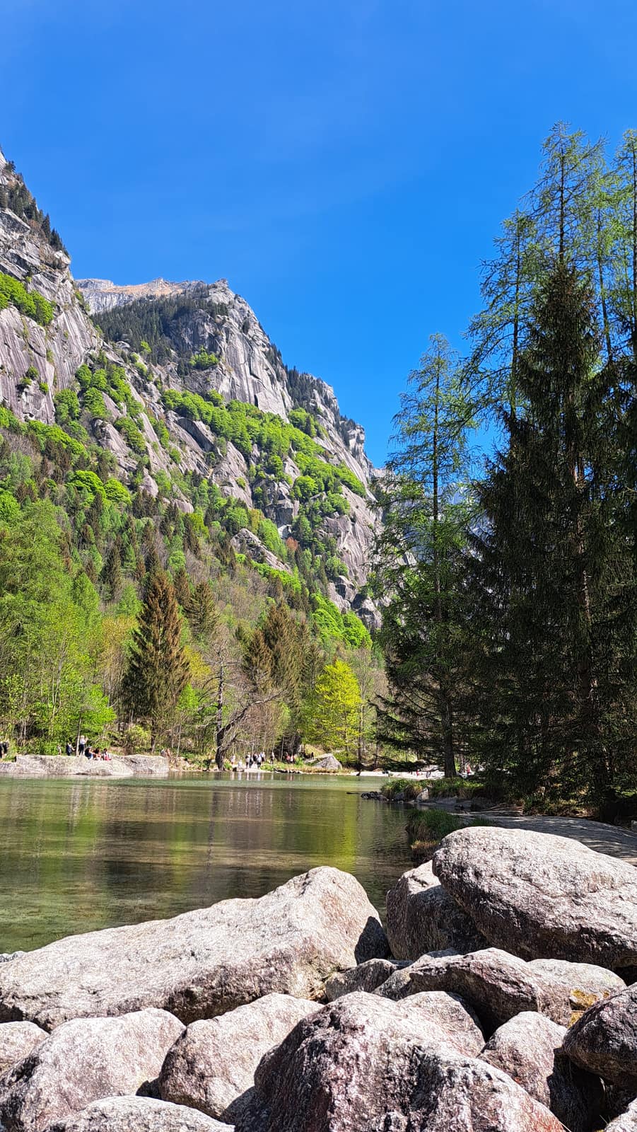 Val di Mello, still waters beneath Monte Disgrazia and Monte Pioda.