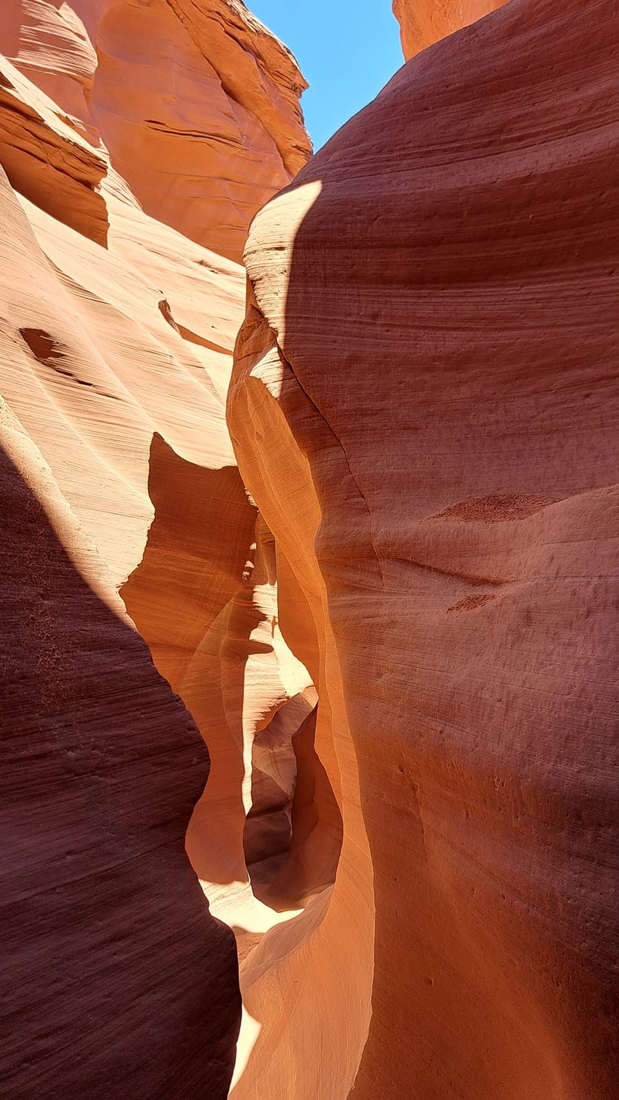 Antelope Canyon. Sandstone walls carved by water.