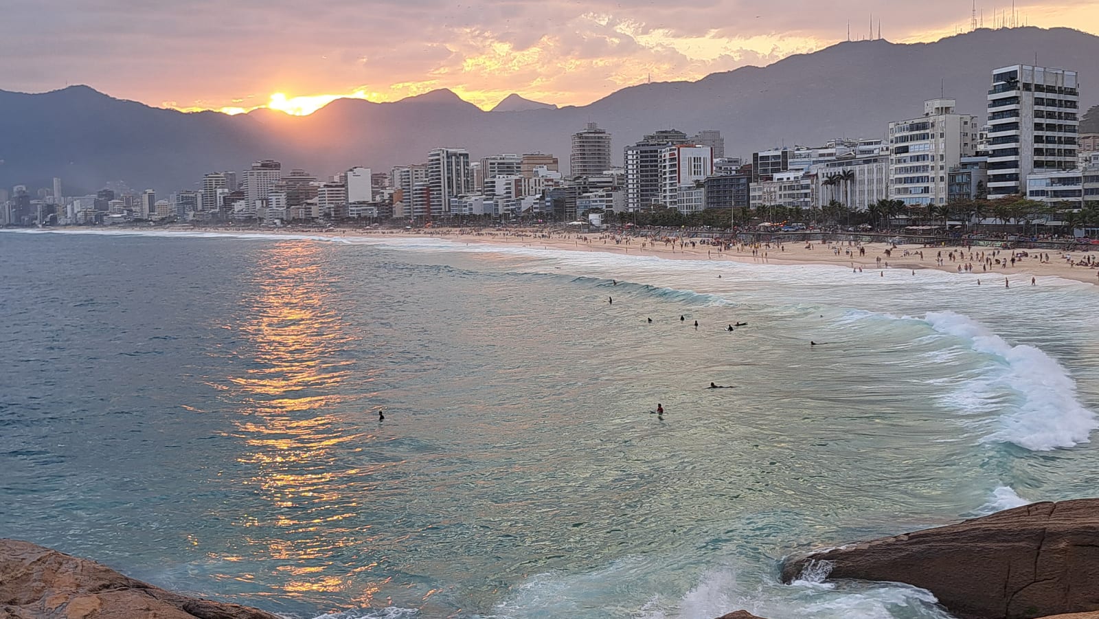 Sunset over Ipanema, seen from Arpoador