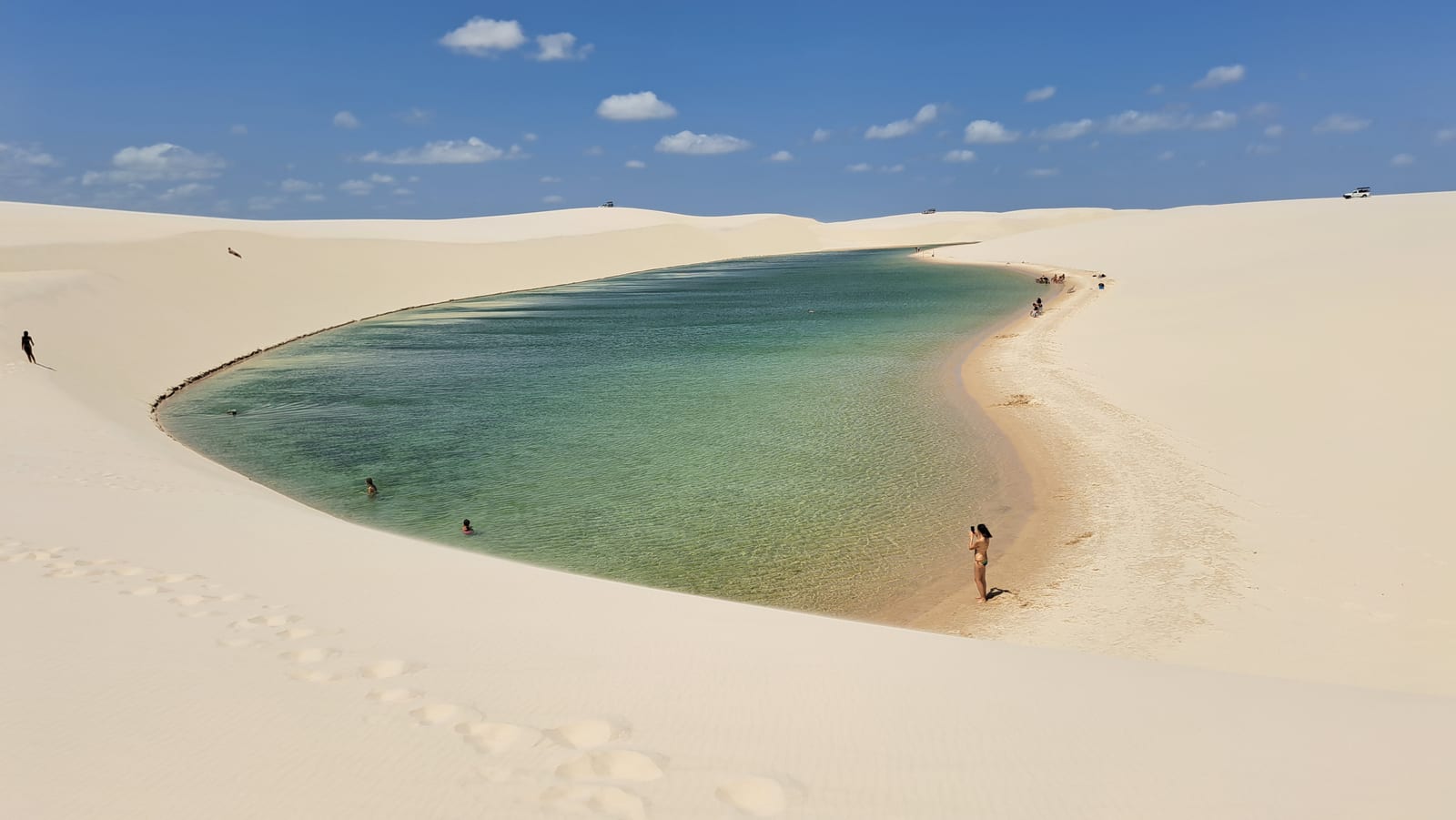The heart-shaped Lagoa do Gavião in the Lençóis Maranhenses
