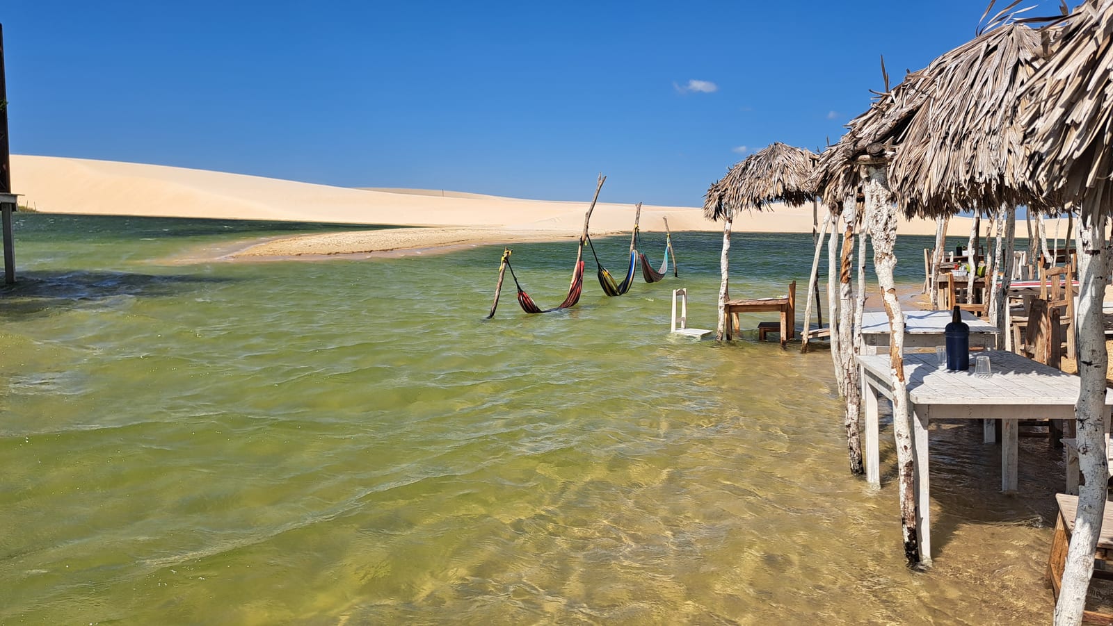 Lunch with our feet in the water, among the Tatajuba dunes