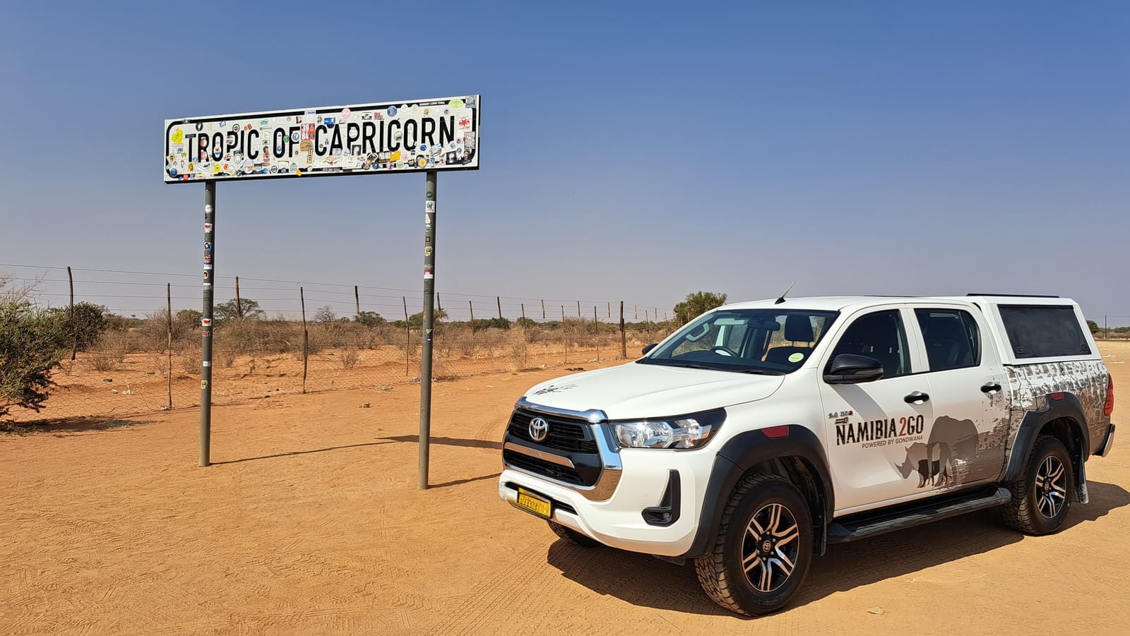 Tropic of Capricorn — somewhere between Windhoek and the Kalahari