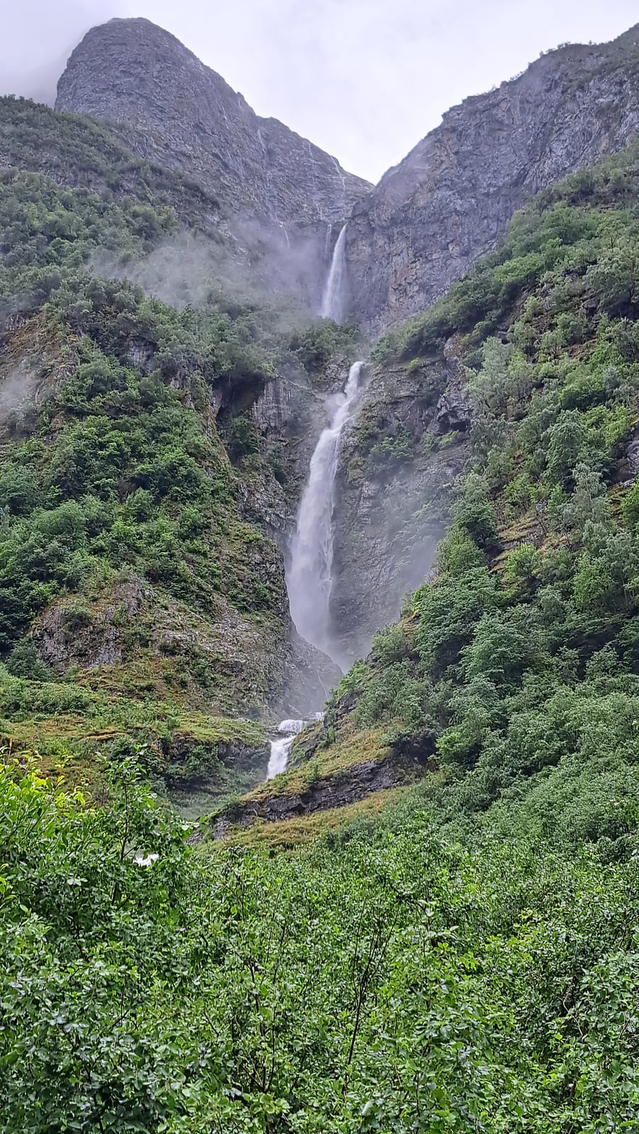 Kjelfossen, swollen by the relentless rain