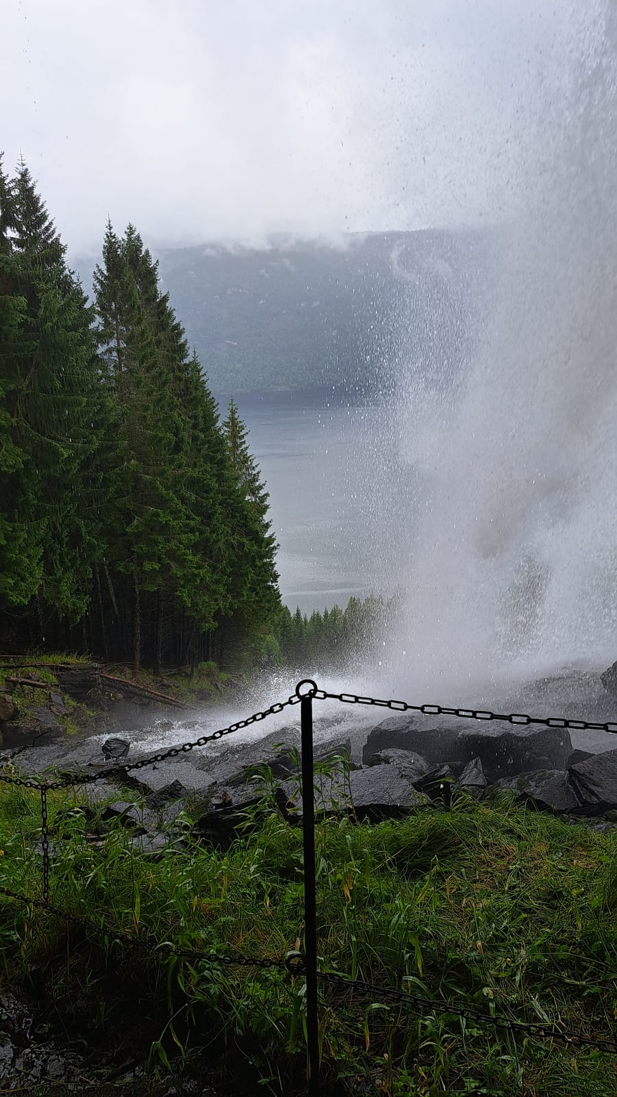 The view from behind the curtain of water at Tvinnefossen