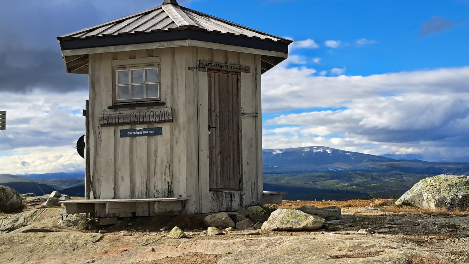 The Hotel California bivouac, at the top of the Glitreberget, at 1,169 meters