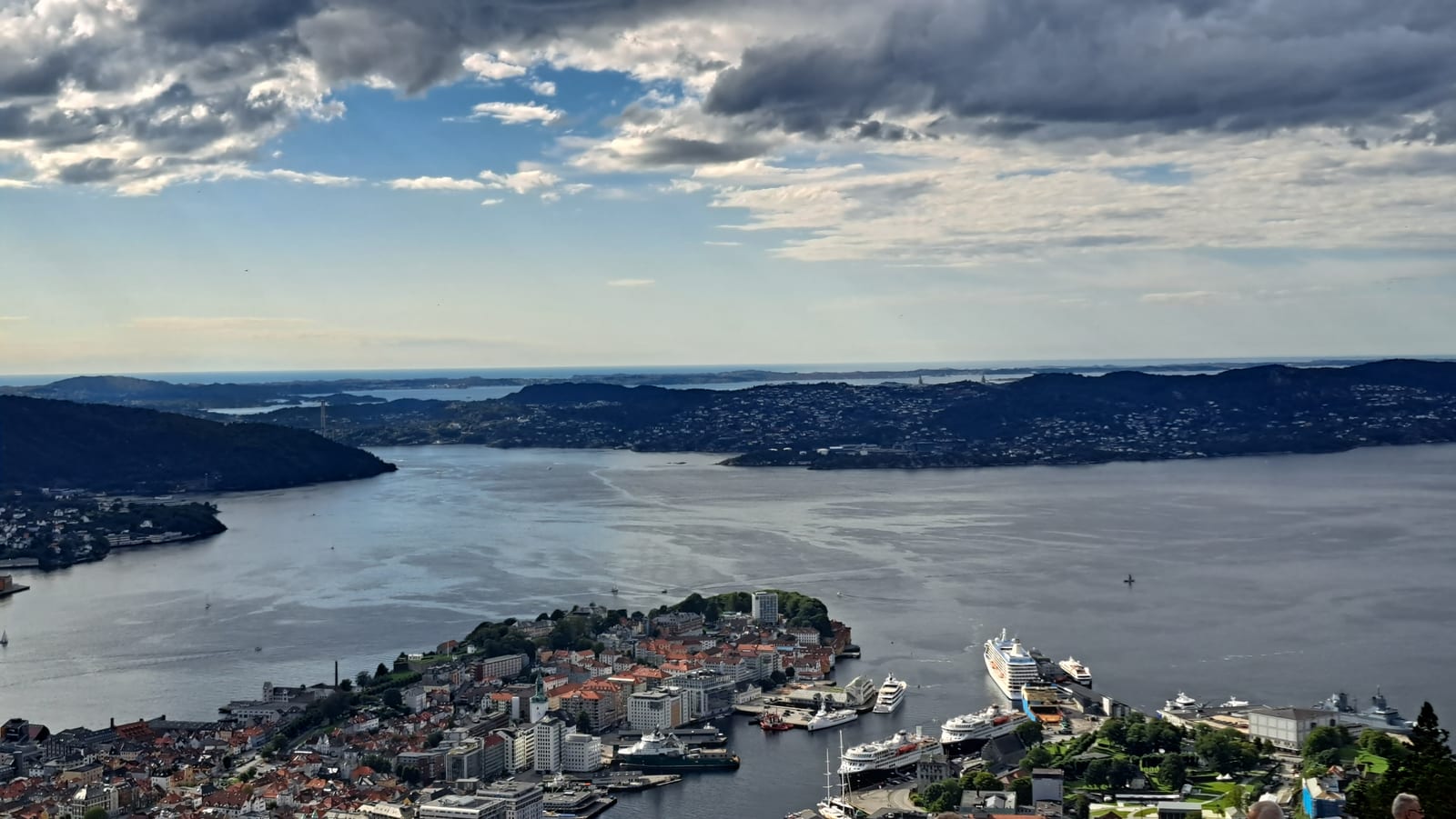 View of the city and the archipelago from Mount Fløyen