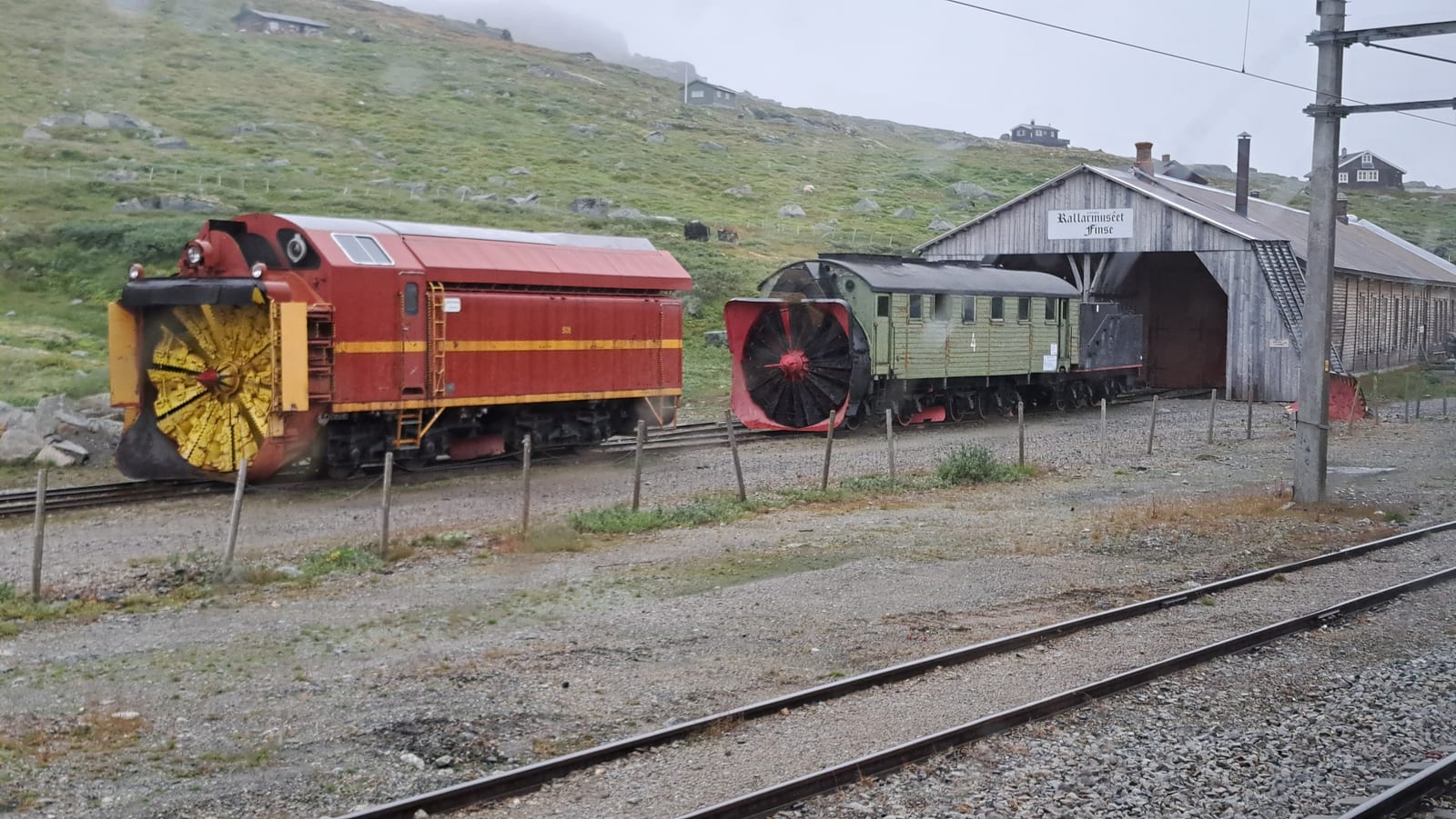 The Finse station with the snowplow train, along the famous Bergen-Oslo railway